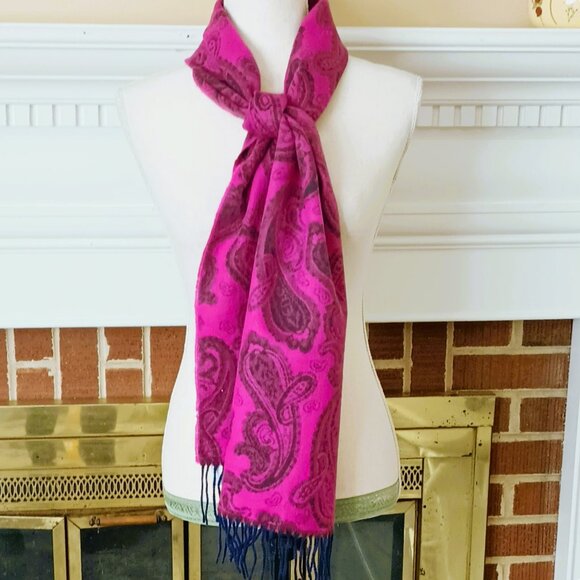 Manhattan Scarf Co Paisley Scarf 67" x 12" Rectangle Fringe Cashmere Feel Shawl - Picture 3 of 5